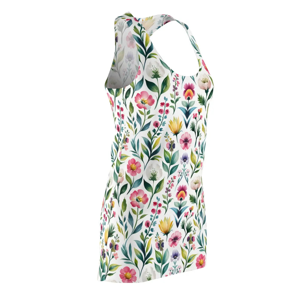 Floral Racerback Dress - Vibrant Watercolor Design - DipaliZ