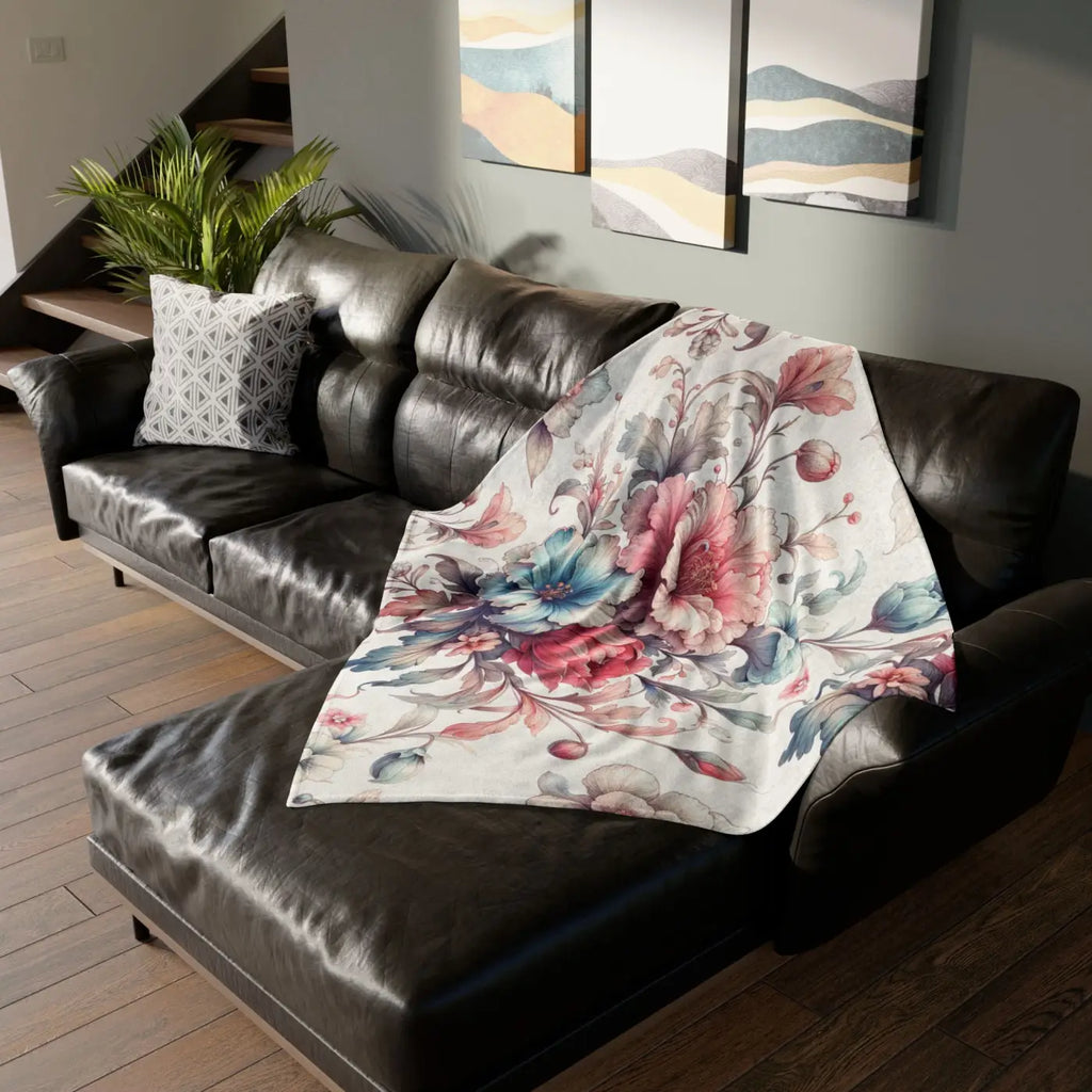 Soft Polyester Blanket - Watercolor Flowers Design - DipaliZ