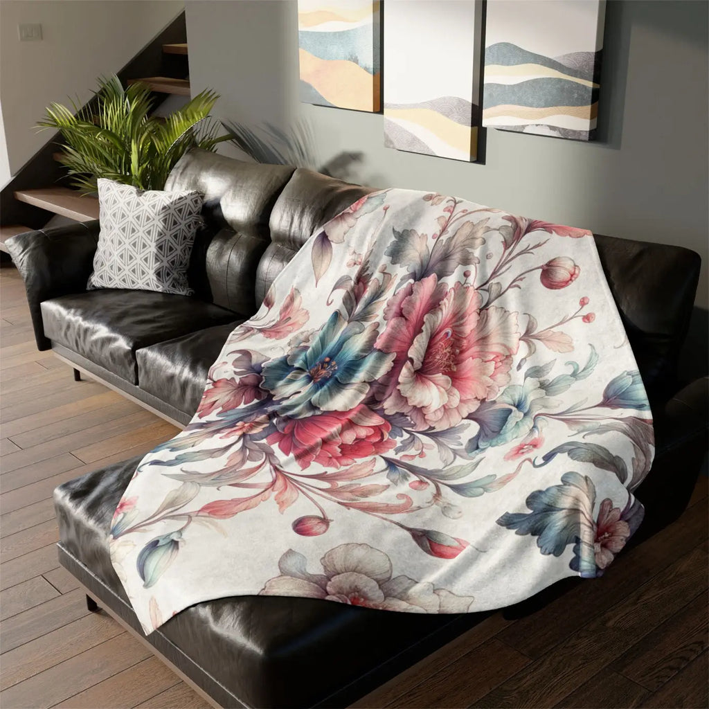 Soft Polyester Blanket - Watercolor Flowers Design - DipaliZ