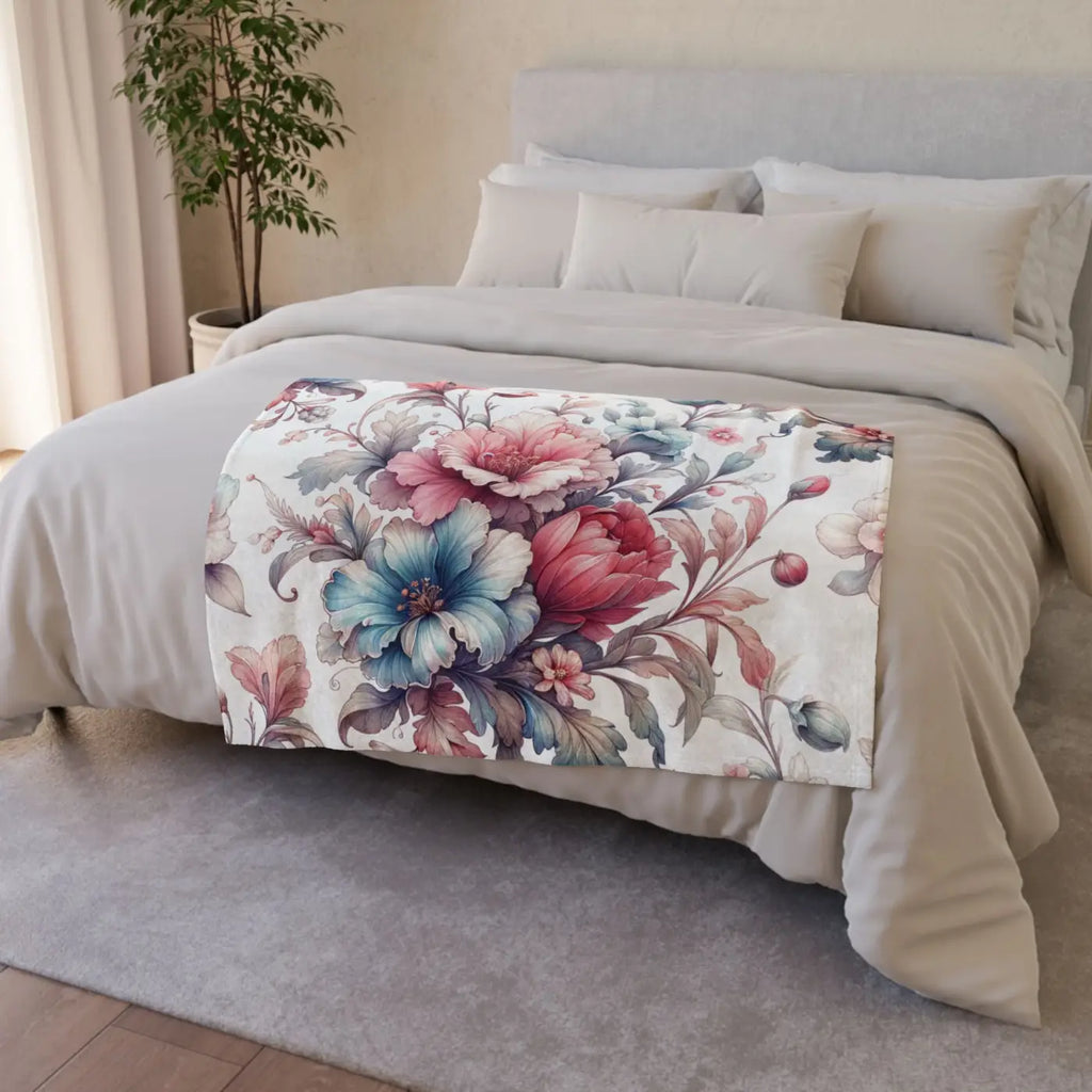 Soft Polyester Blanket - Watercolor Flowers Design - DipaliZ