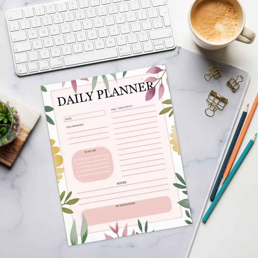 Watercolor Flowers Daily Planner - Artistic Flair Notepad - DipaliZ