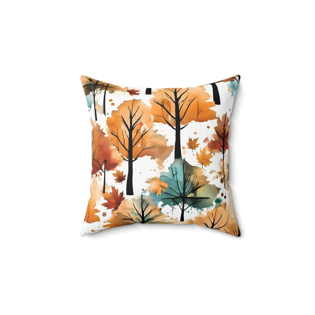 Watercolor Trees Polyester Square Pillow - Spun Polyester - DipaliZ