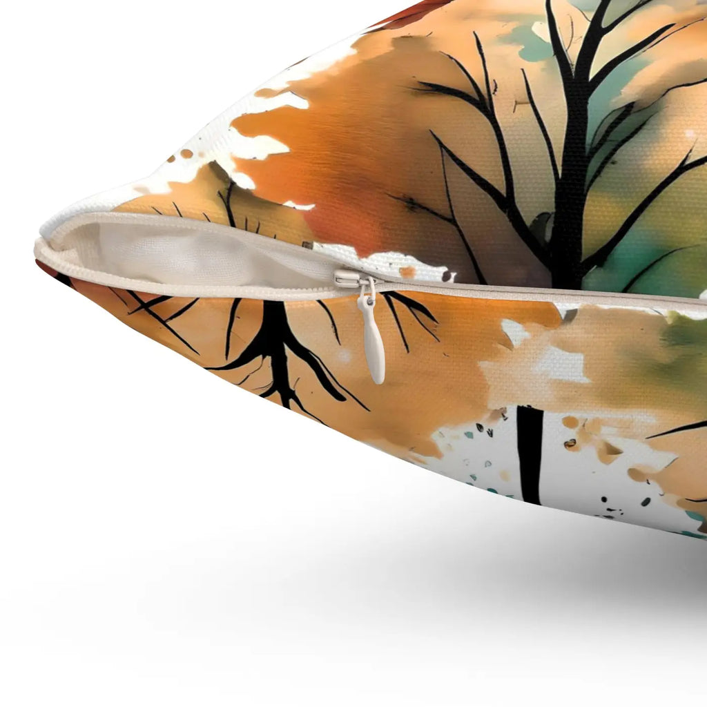 Watercolor Trees Polyester Square Pillow - Spun Polyester - DipaliZ