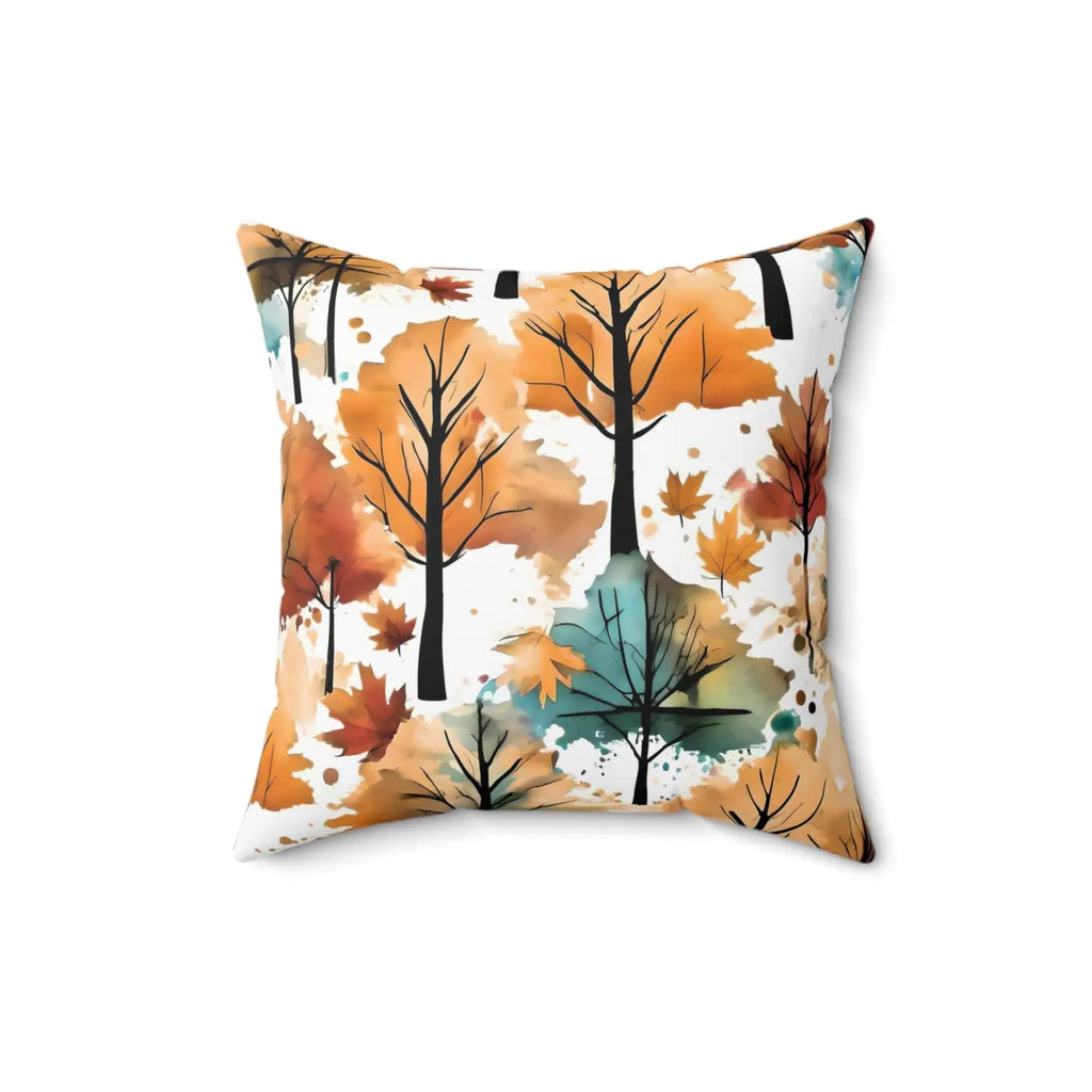 Watercolor Trees Polyester Square Pillow - Spun Polyester - DipaliZ