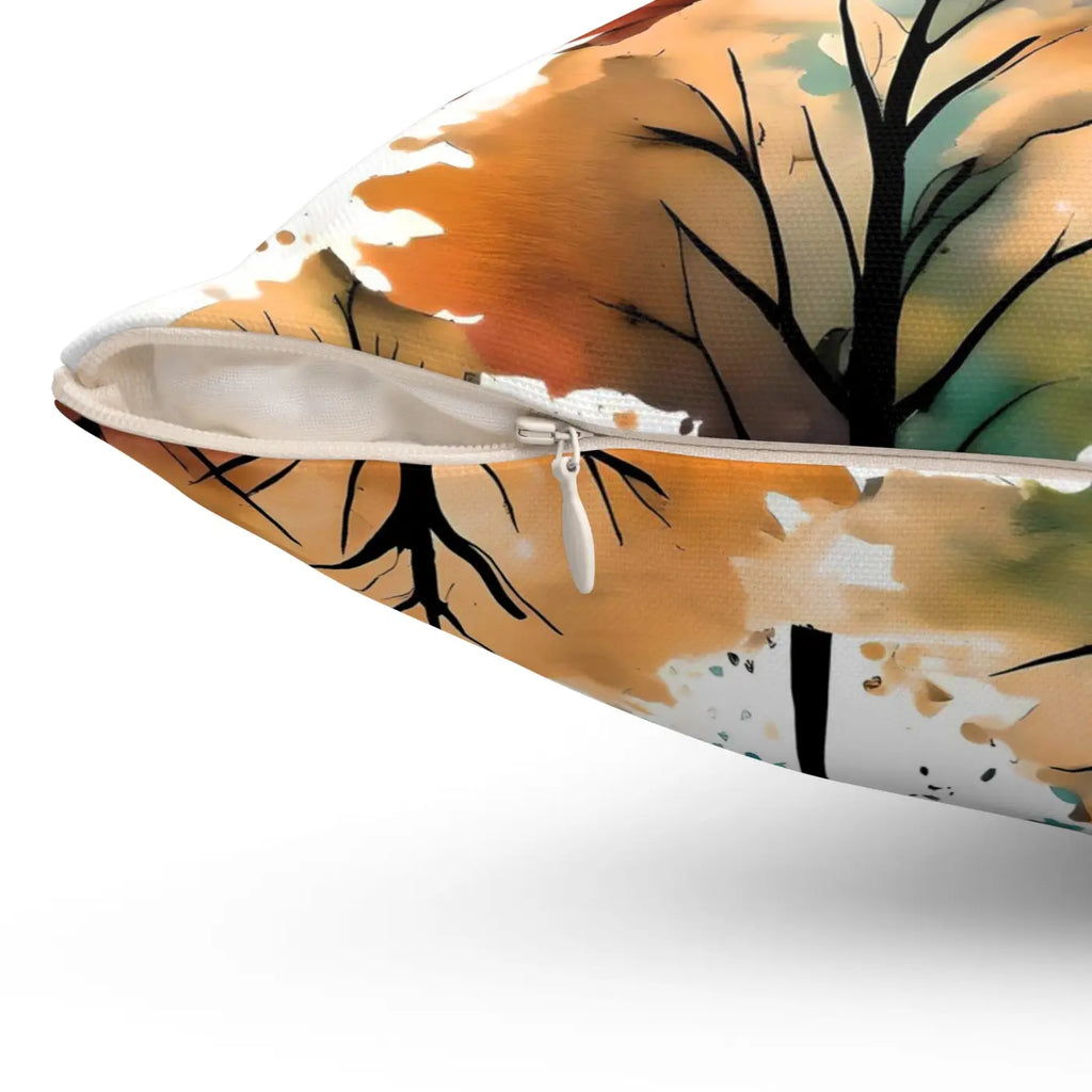 Watercolor Trees Polyester Square Pillow - Spun Polyester - DipaliZ