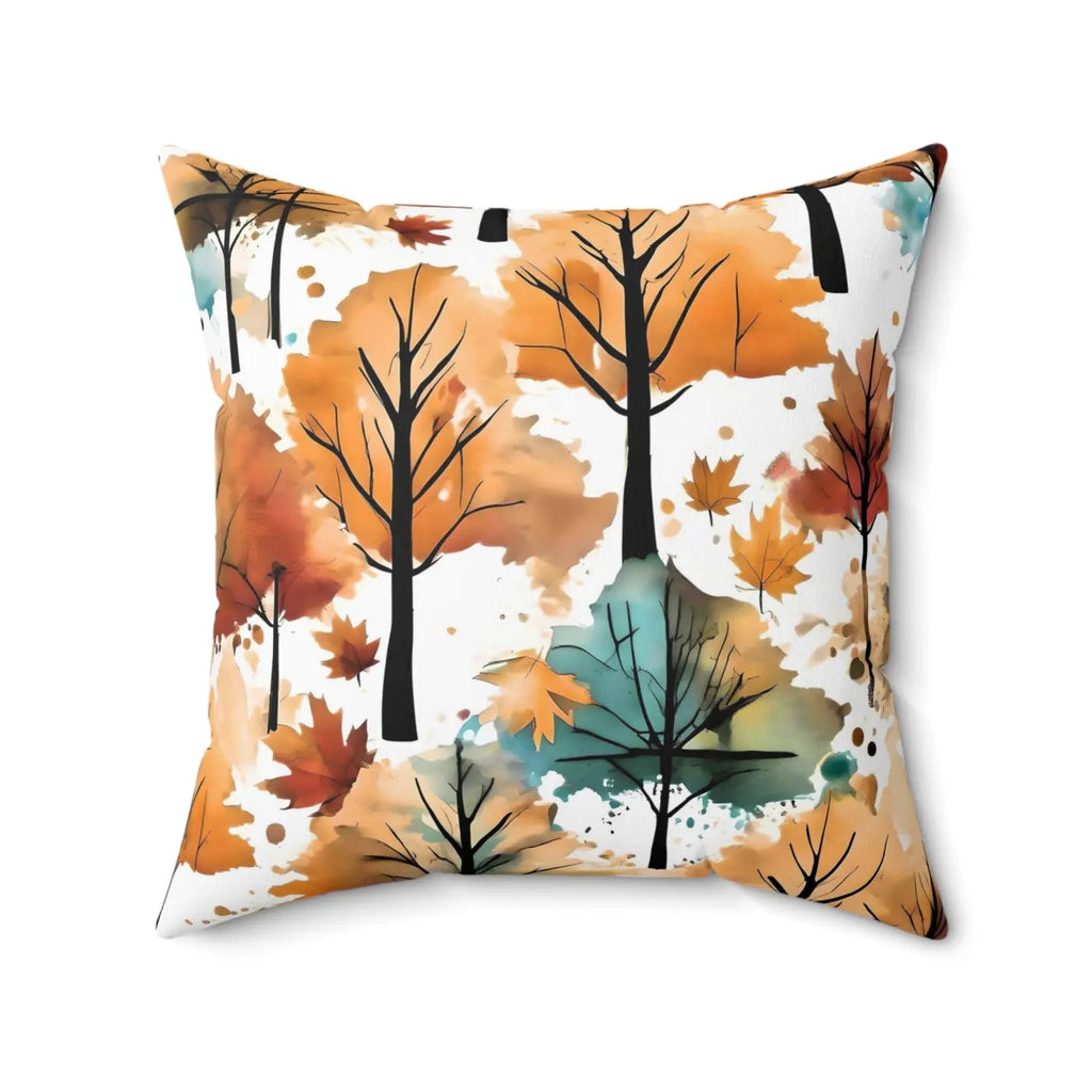 Watercolor Trees Polyester Square Pillow - Spun Polyester - DipaliZ