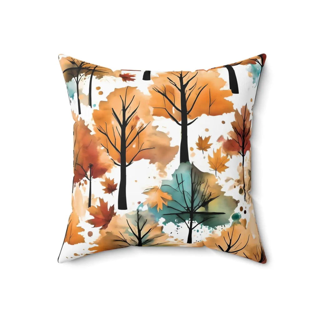 Watercolor Trees Polyester Square Pillow - Spun Polyester - DipaliZ