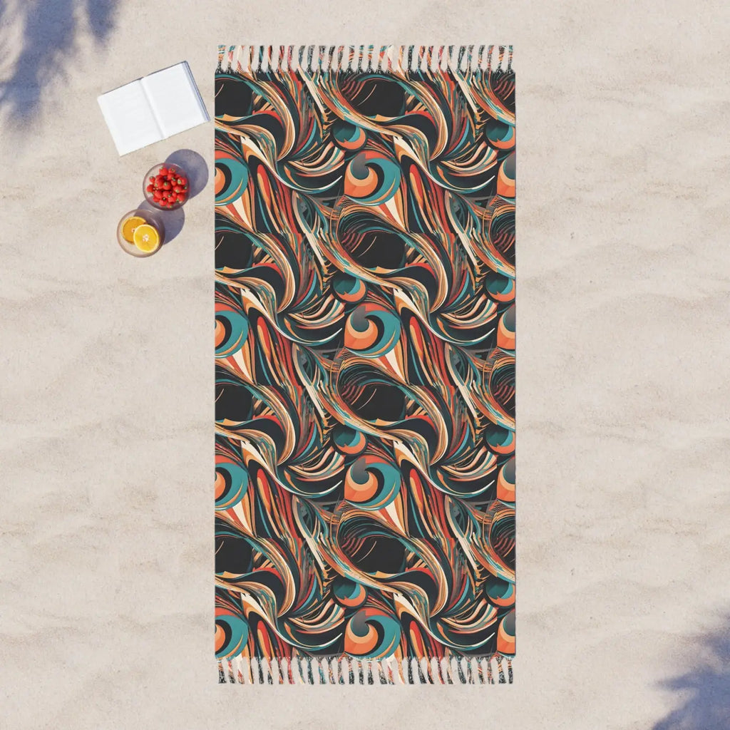 Wavy Abstract Beach Towel - Boho Beach Cloth - DipaliZ