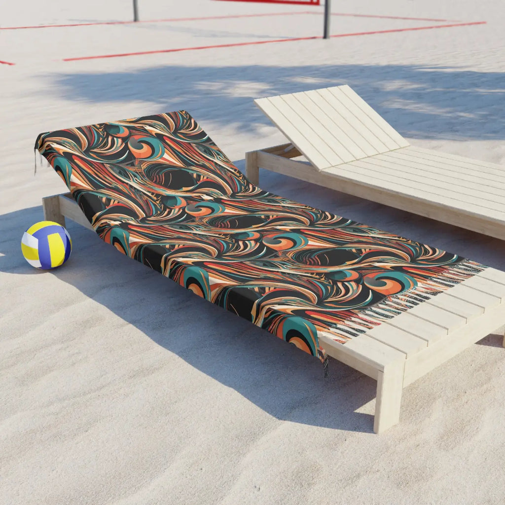 Wavy Abstract Beach Towel - Boho Beach Cloth - DipaliZ