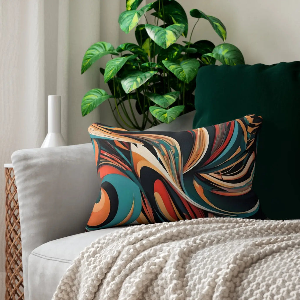 Wavy Abstract Spun Polyester Lumbar Pillow - Home Decor - DipaliZ