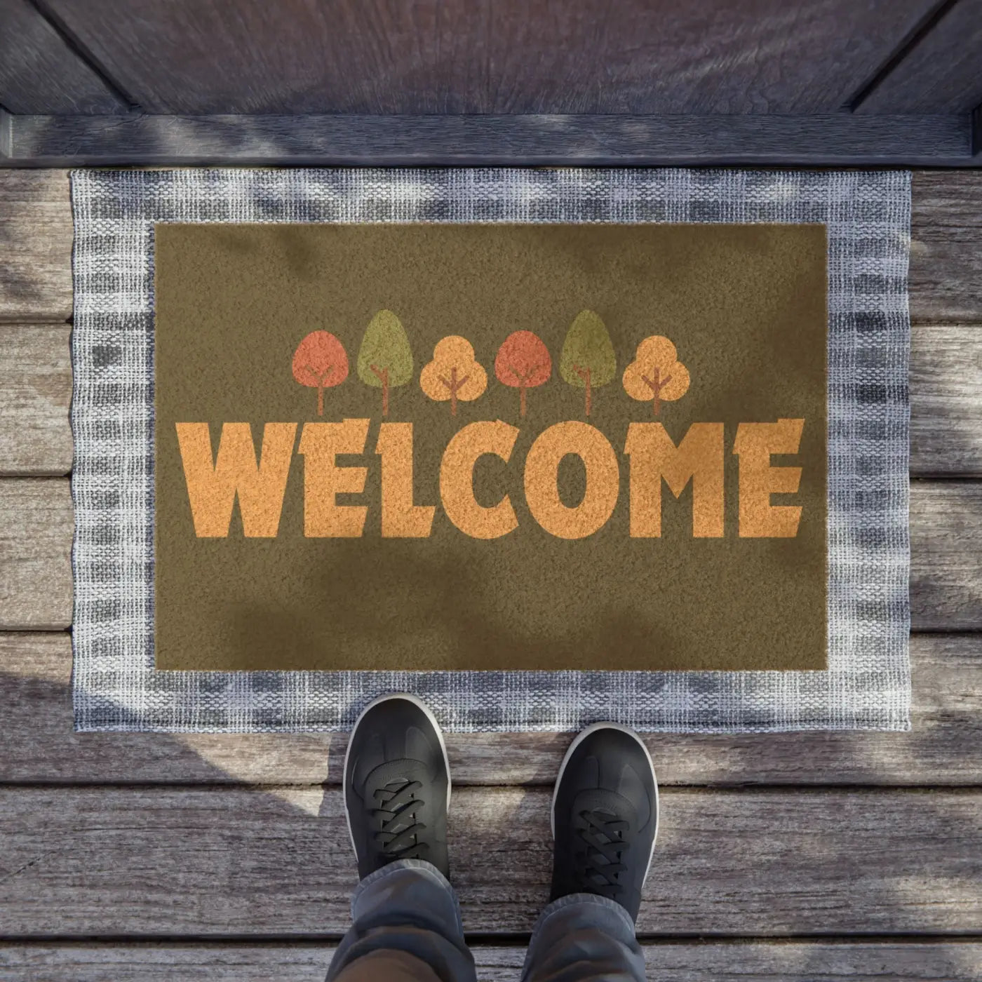 Vibrant Autumn Seasonal Entryway Rug - Coconut Coir Fibers - DipaliZ