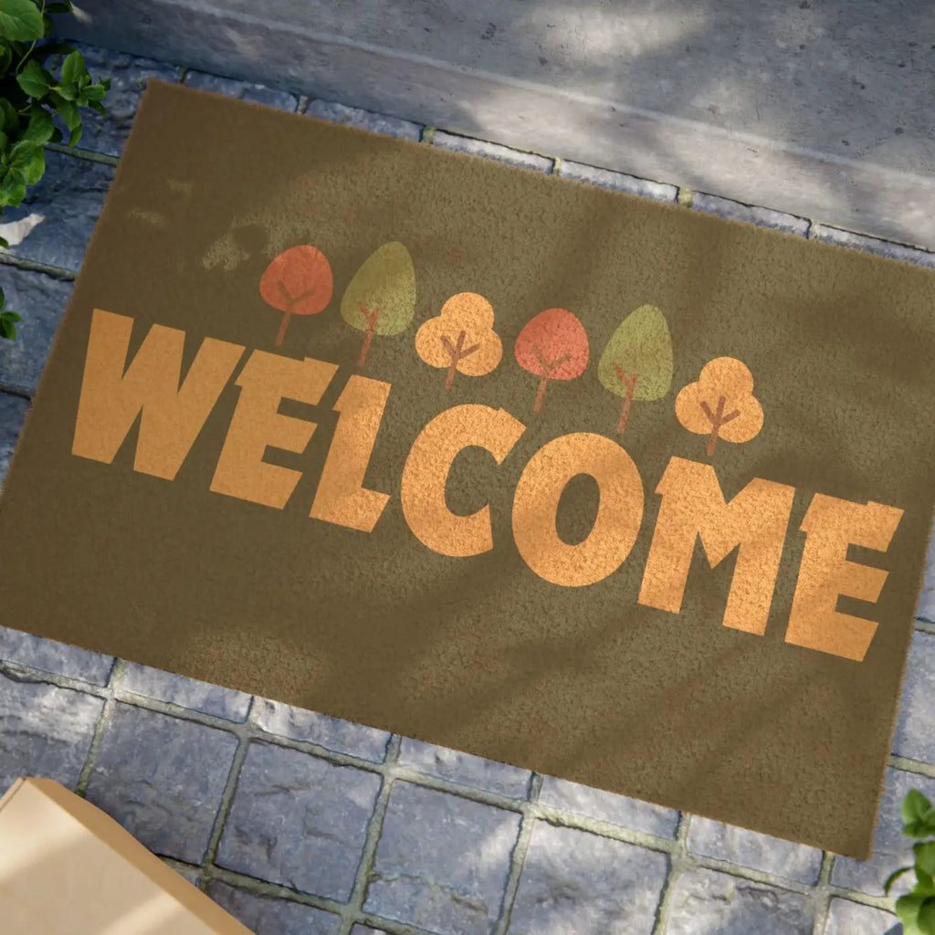 Vibrant Autumn Seasonal Entryway Rug - Coconut Coir Fibers - DipaliZ