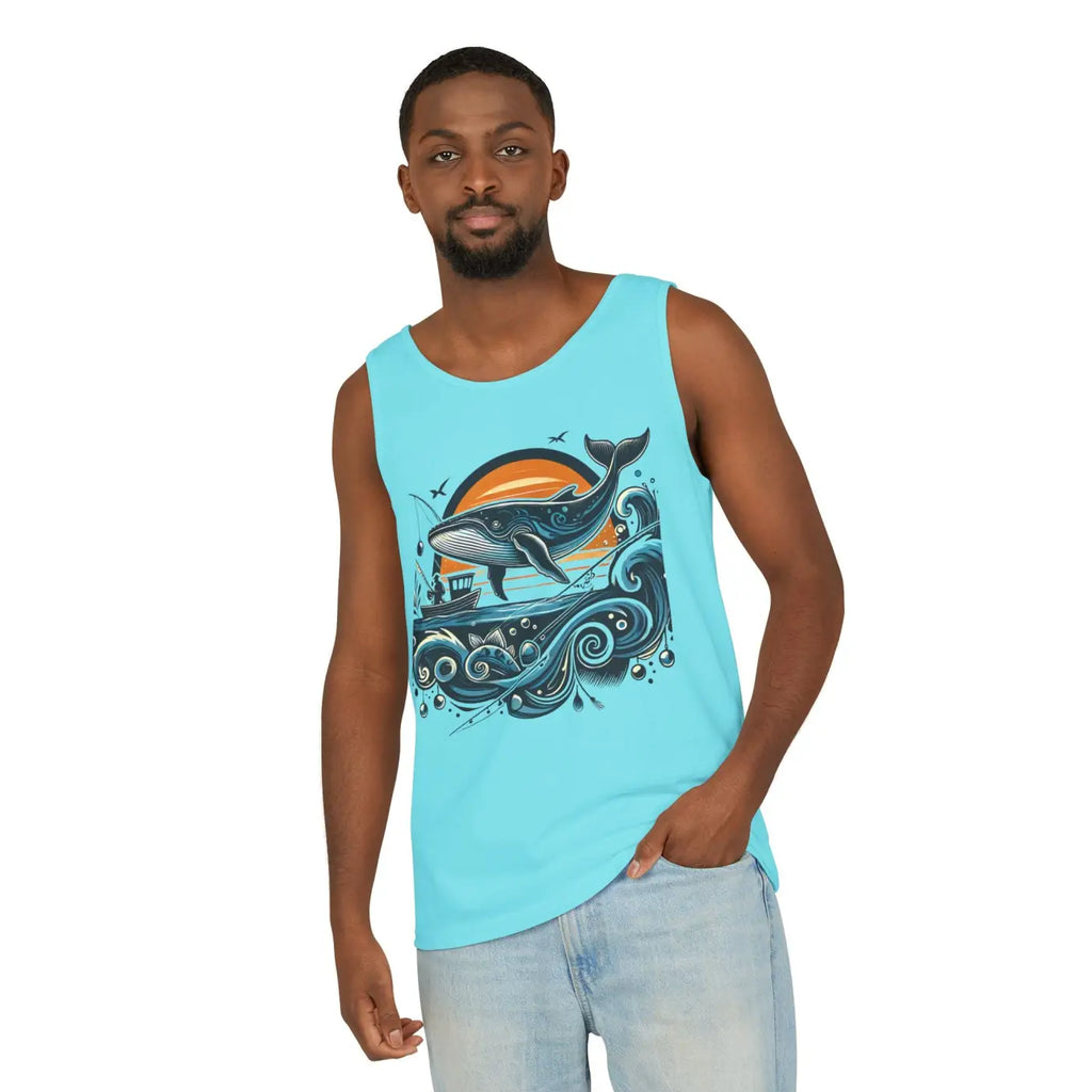 Bold Whale Sunset Tank Top - Ocean Vibes Style - DipaliZ