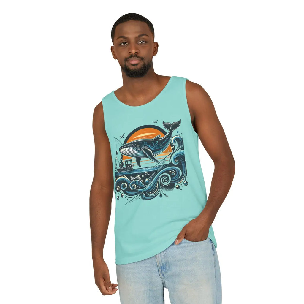 Bold Whale Sunset Tank Top - Ocean Vibes Style - DipaliZ
