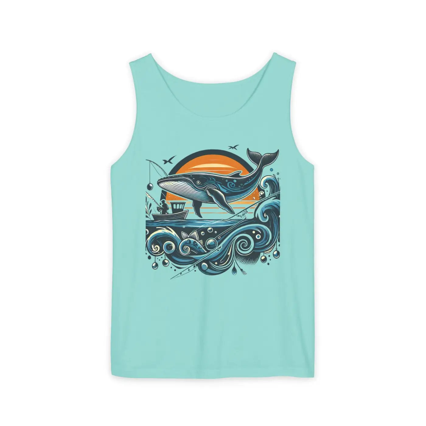 Bold Whale Sunset Tank Top - Ocean Vibes Style - DipaliZ