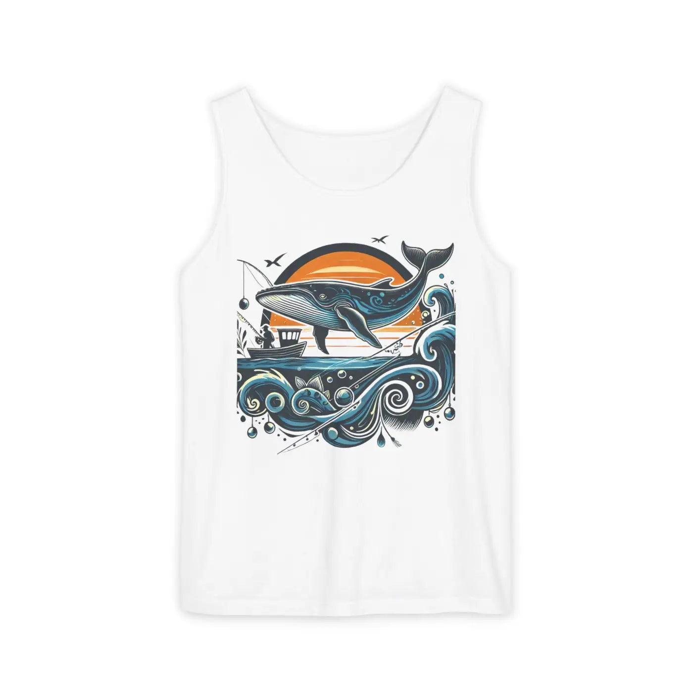 Bold Whale Sunset Tank Top - Ocean Vibes Style - DipaliZ