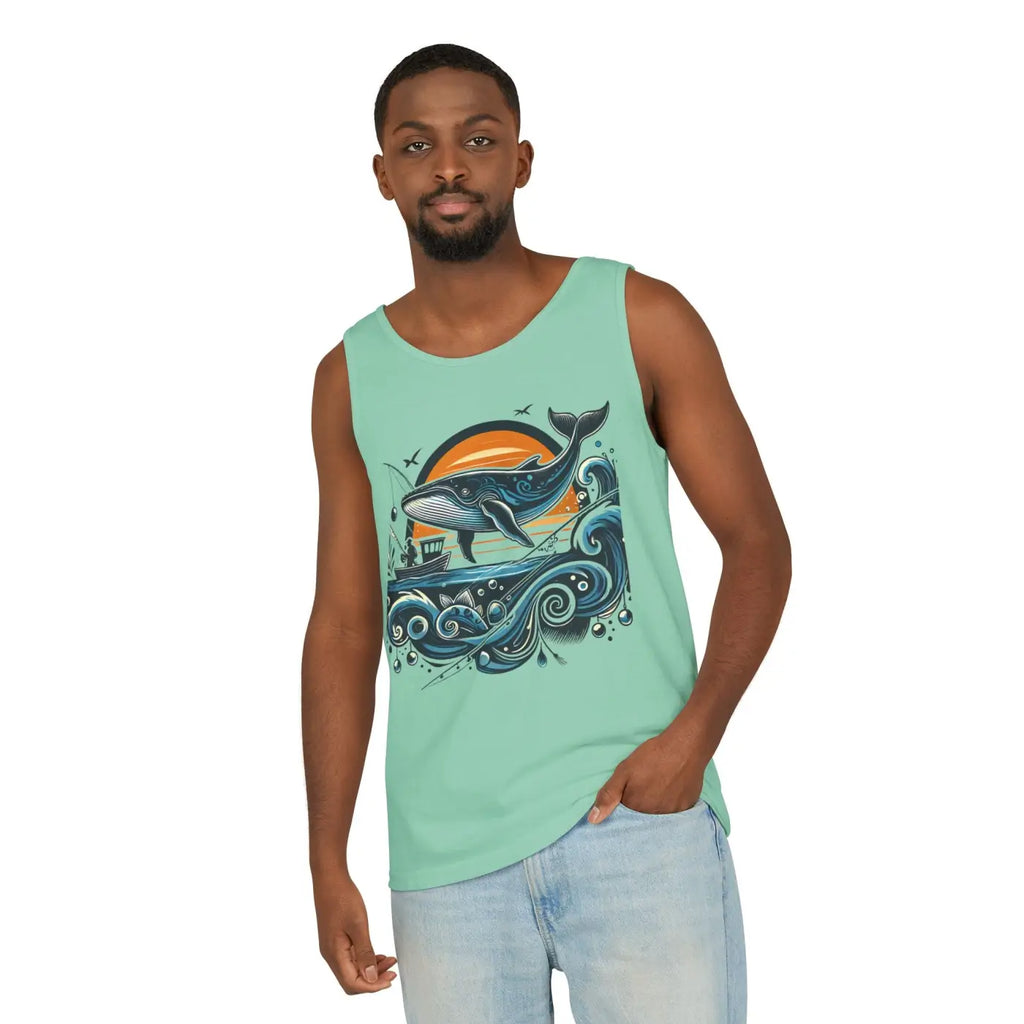 Bold Whale Sunset Tank Top - Ocean Vibes Style - DipaliZ