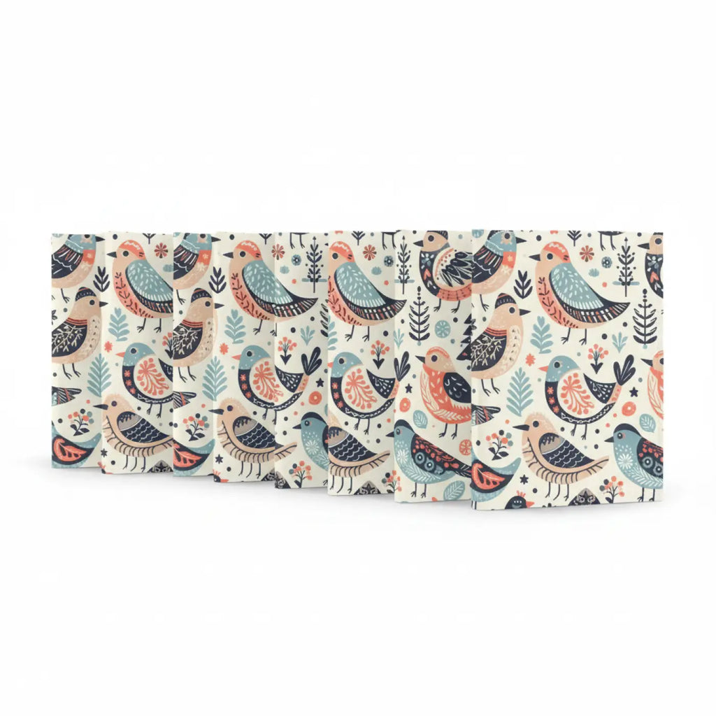 Whimsical Bird Pattern Cloth Napkins, Set of 4 - Ideal for Eco-Friendly Dining, Seasonal Gatherings, and Everyday Use