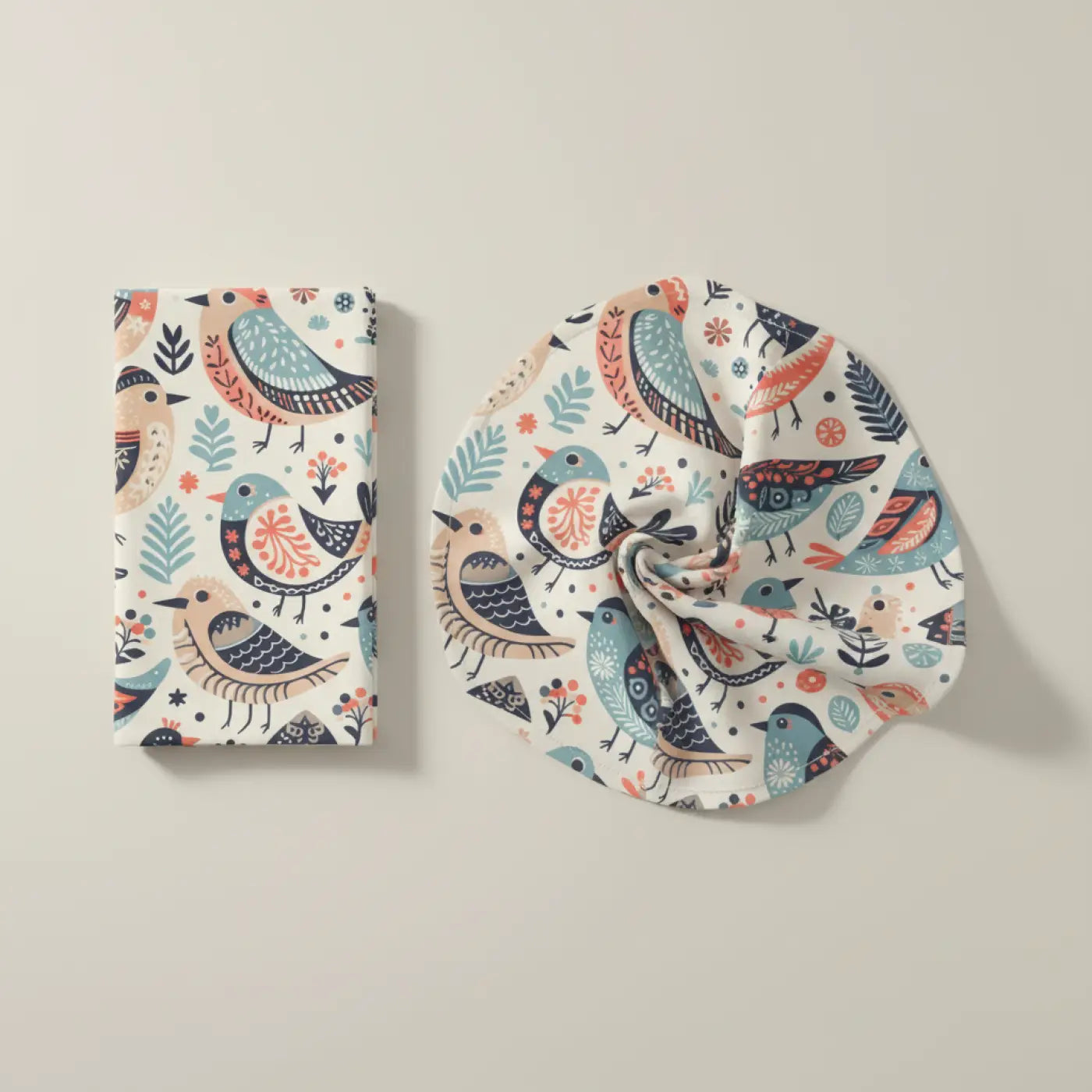 Whimsical Bird Pattern Cloth Napkins, Set of 4 - Ideal for Eco-Friendly Dining, Seasonal Gatherings, and Everyday Use