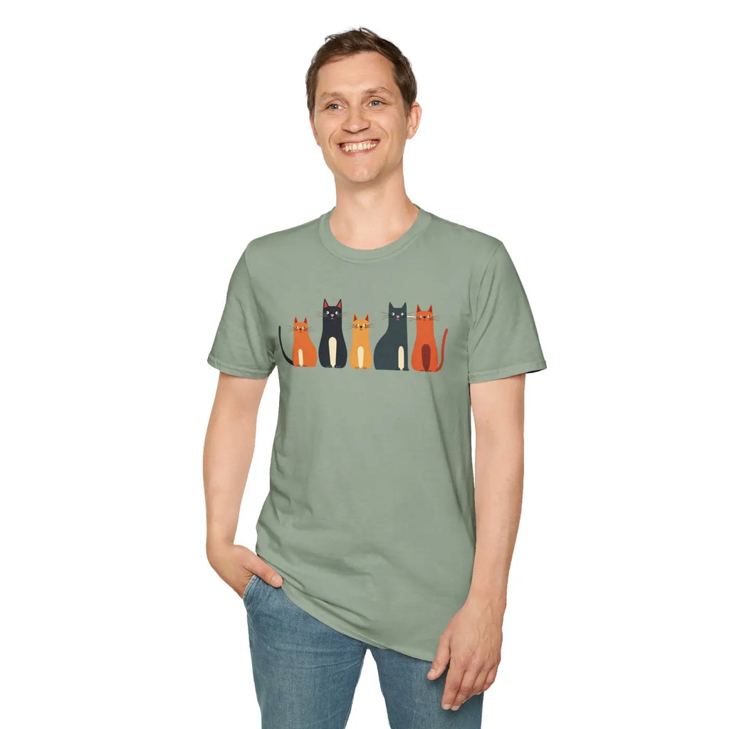 Whimsical Cat Softstyle T-Shirt - Cute Cat Lovers Gift - DipaliZ