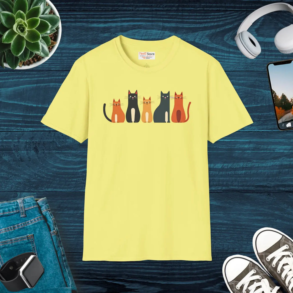 Whimsical Cat Softstyle T-Shirt - Cute Cat Lovers Gift - DipaliZ
