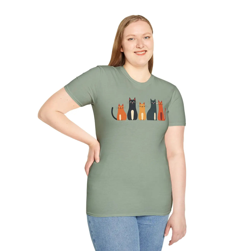 Whimsical Cat Softstyle T-Shirt - Cute Cat Lovers Gift - DipaliZ