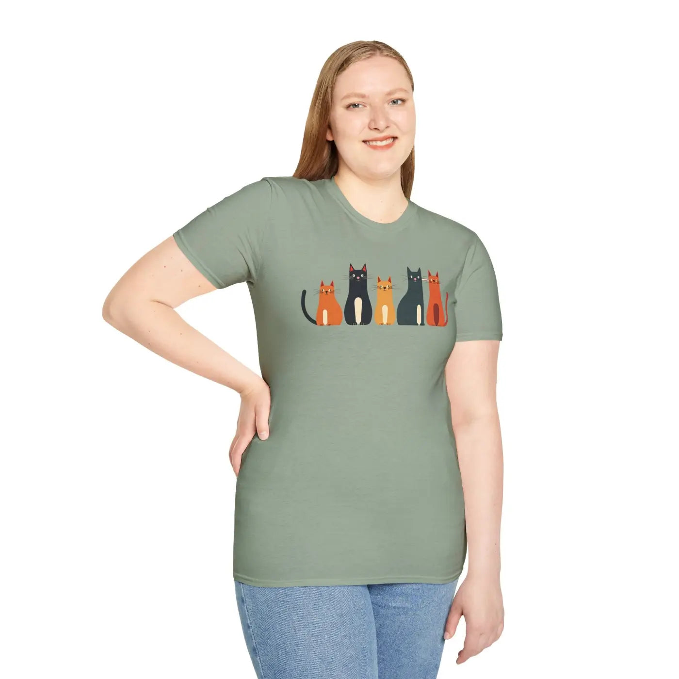 Whimsical Cat Softstyle T-Shirt - Cute Cat Lovers Gift - DipaliZ