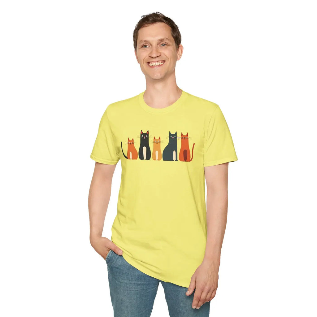 Whimsical Cat Softstyle T-Shirt - Cute Cat Lovers Gift - DipaliZ