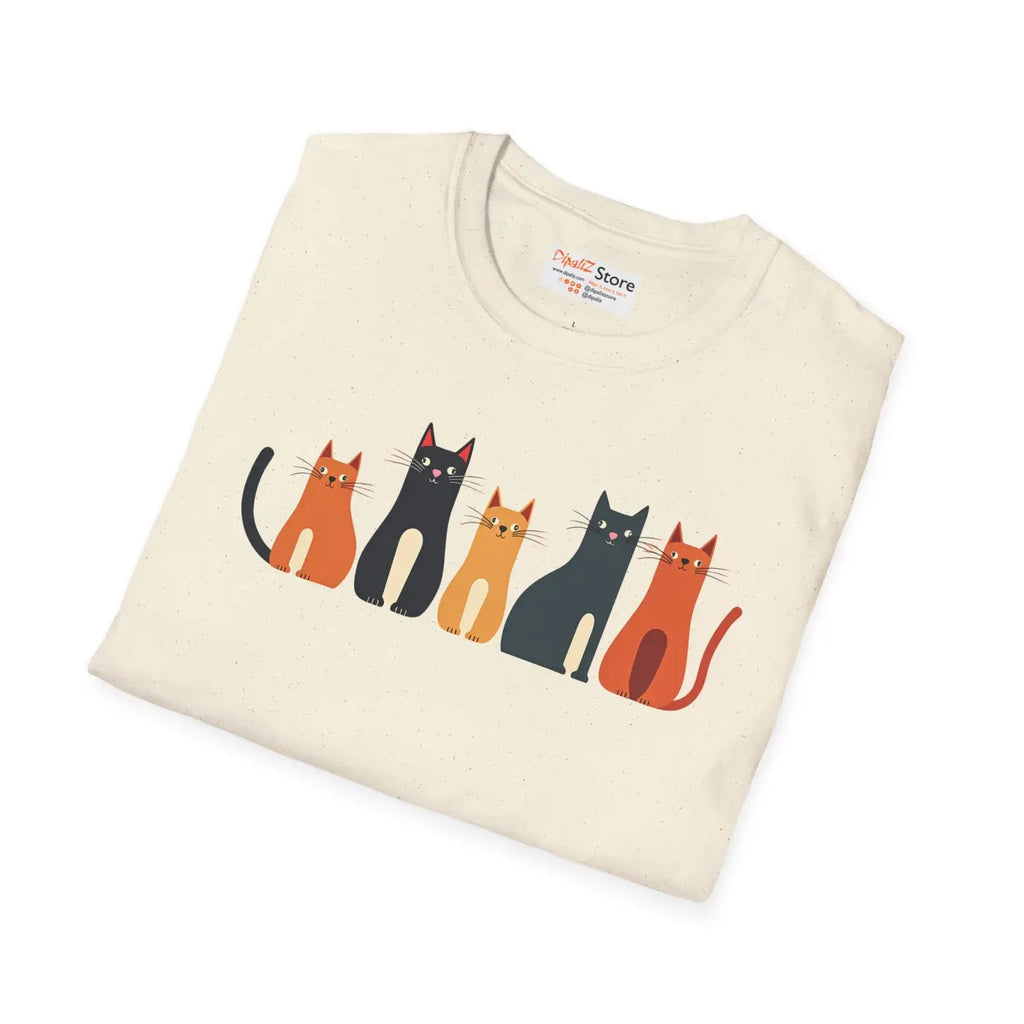 Whimsical Cat Softstyle T-Shirt - Cute Cat Lovers Gift - DipaliZ