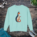 Whimsical Cat Unisex Lightweight Crewneck Sweatshirt - Cozy - DipaliZ