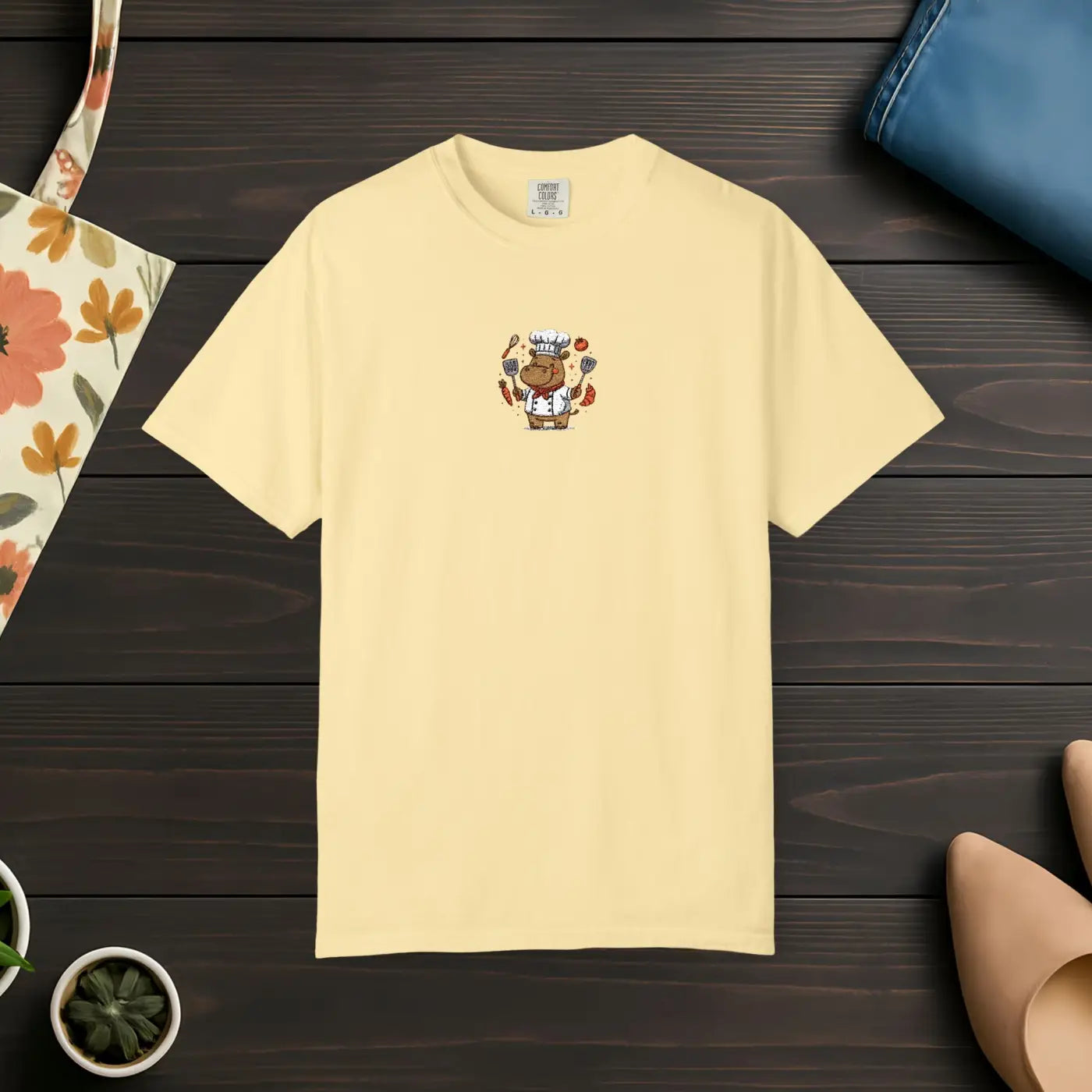 Whimsical Hippo Chef Cozy Tee - Soft Cotton Comfort - DipaliZ