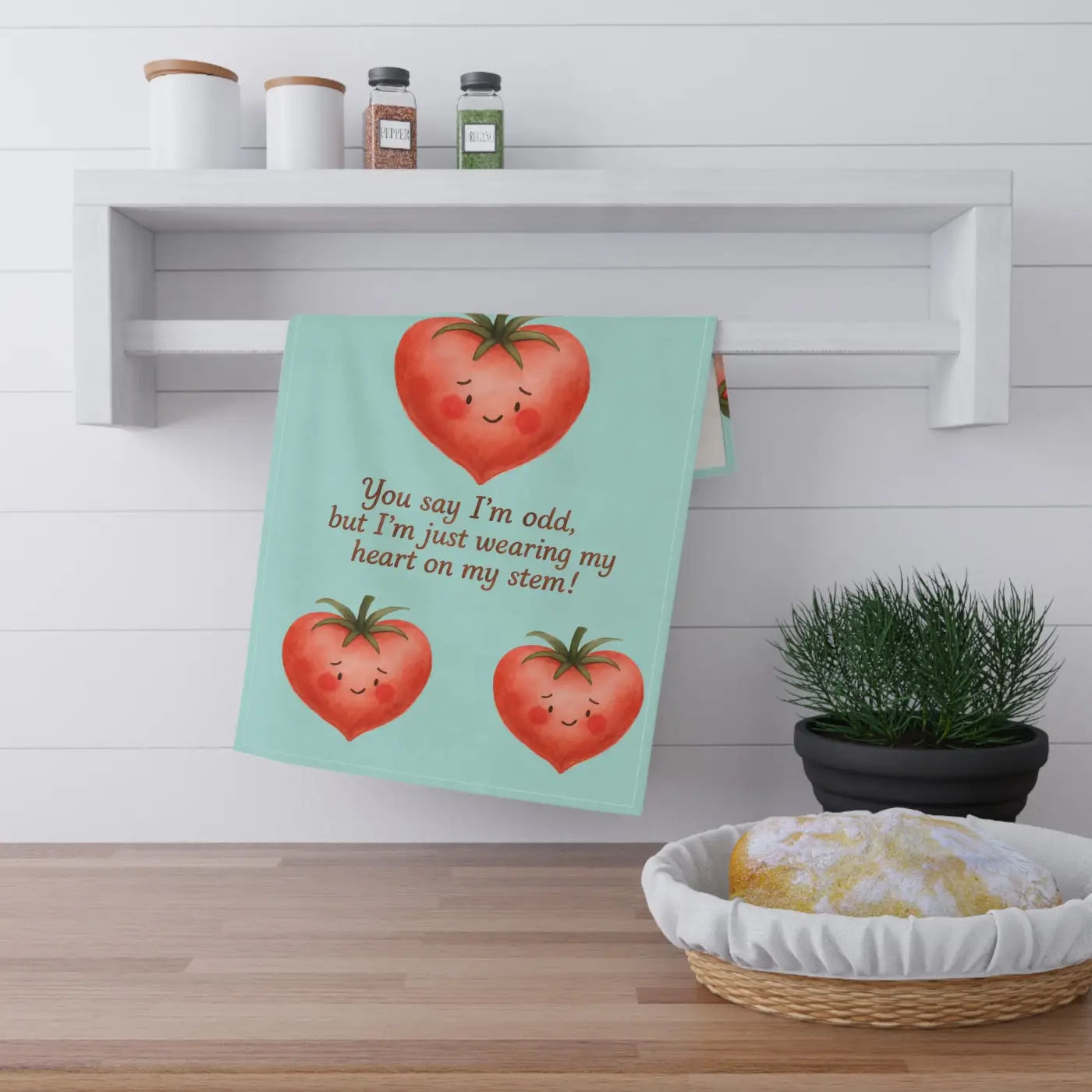 Whimsical Tomato Tea Towels - Sunny Vibes Kitchen Decor - DipaliZ
