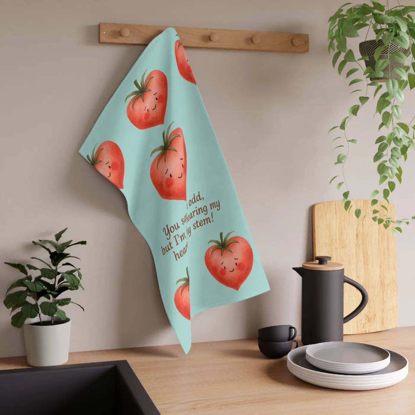 Whimsical Tomato Tea Towels - Sunny Vibes Kitchen Decor - DipaliZ