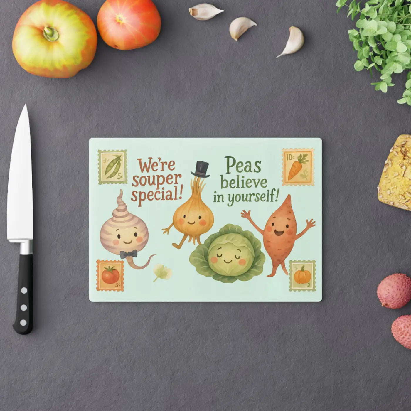 Vegetable Cutting Board - Tempered Glass Surface - DipaliZ