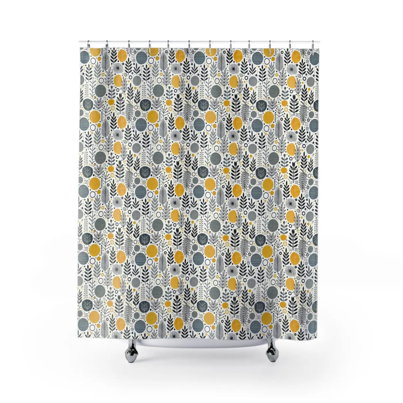 Floral Shower Curtain - Modern Bathroom Decor in Chic Grey Tones - DipaliZ