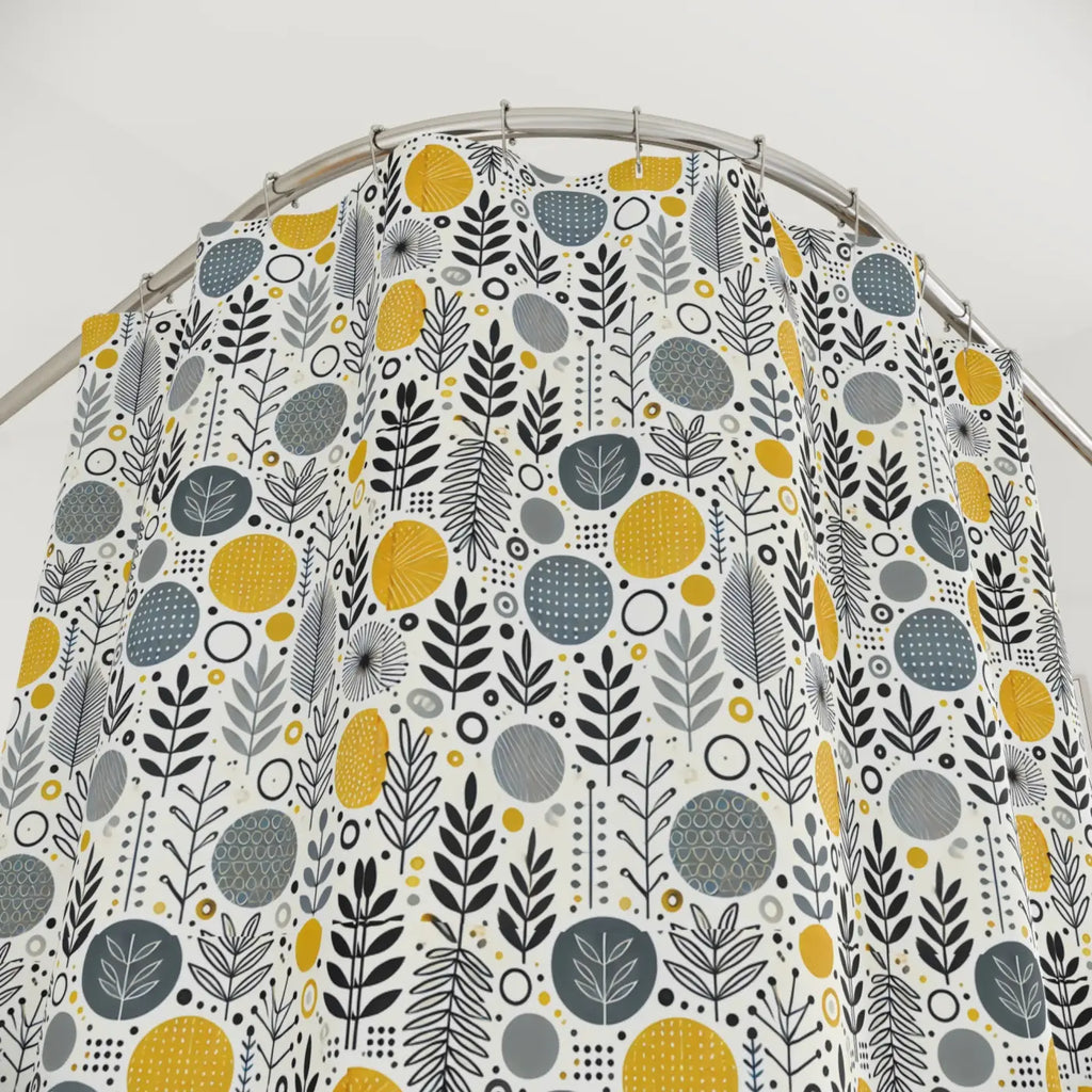 Floral Shower Curtain - Modern Bathroom Decor in Chic Grey Tones - DipaliZ