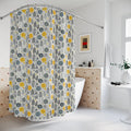 Floral Shower Curtain - Modern Bathroom Decor in Chic Grey Tones - DipaliZ