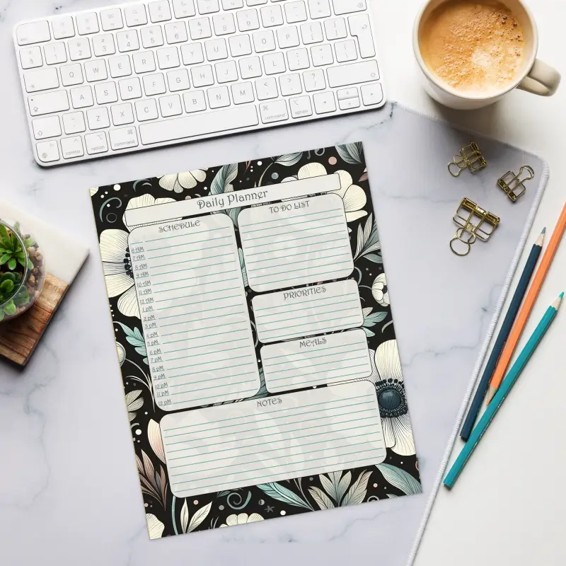 Stunning White Anemone Flowers Notepad - Weekly Planner - DipaliZ