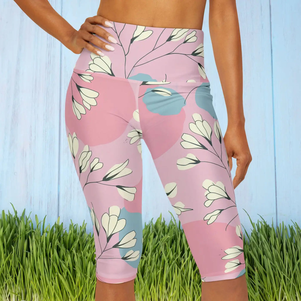 Chic Pink Yoga Capri Leggings - Activewear Fashion - DipaliZ