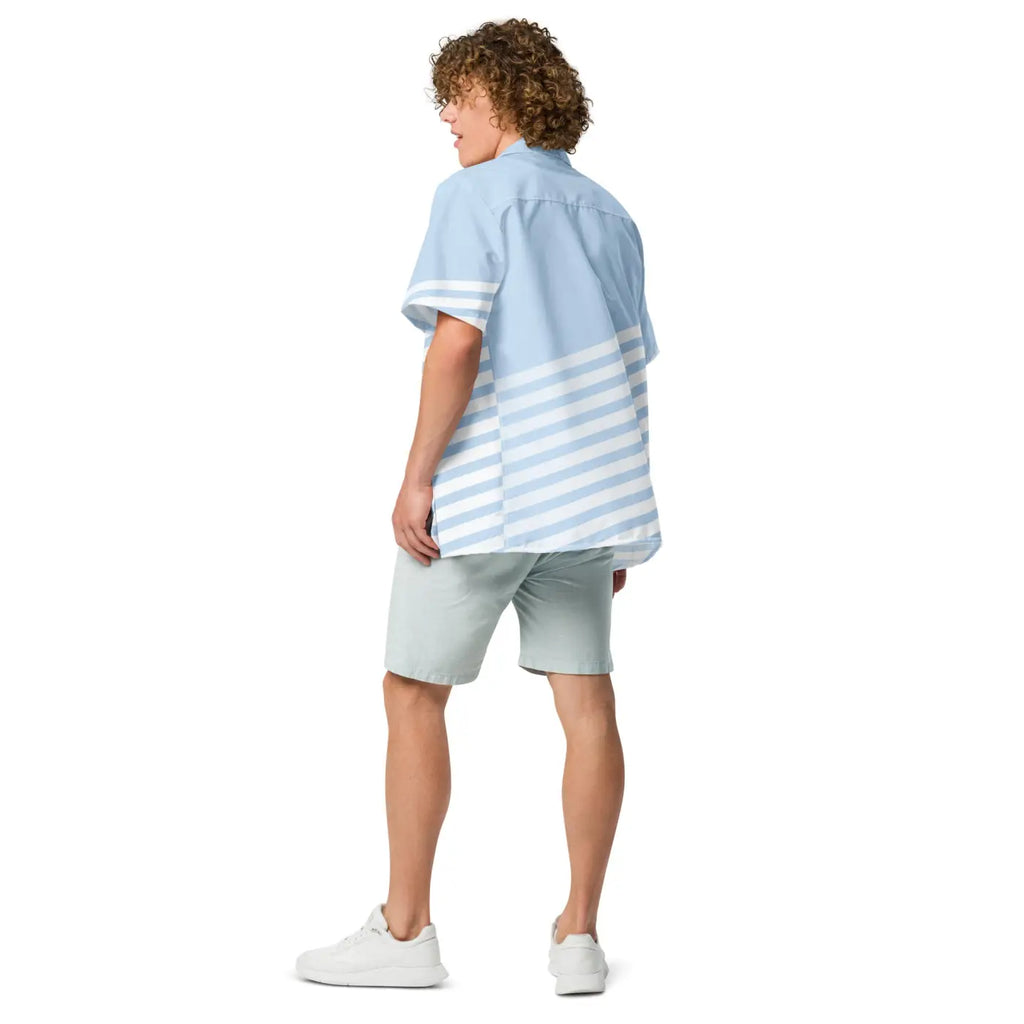 Unisex Button Shirt - Alligator Emblem Stripe Design - DipaliZ