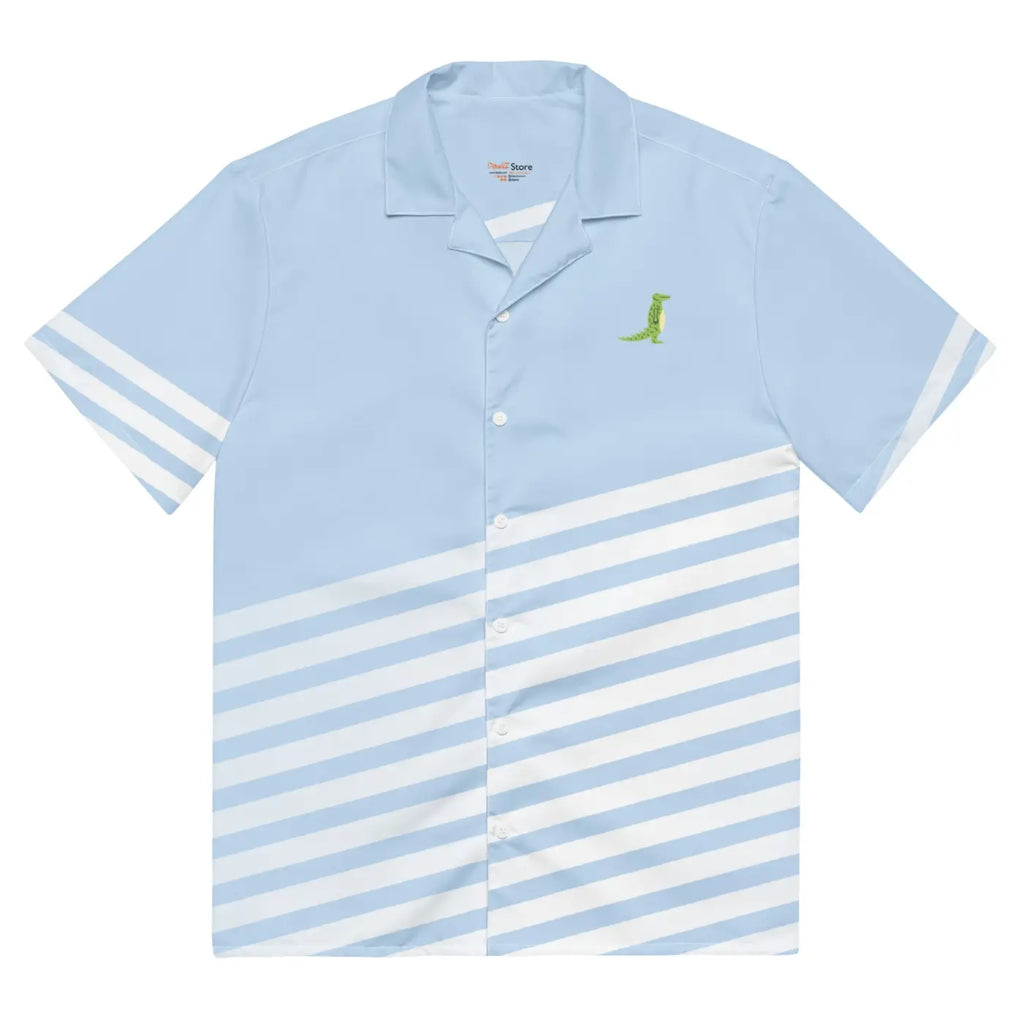 Unisex Button Shirt - Alligator Emblem Stripe Design - DipaliZ