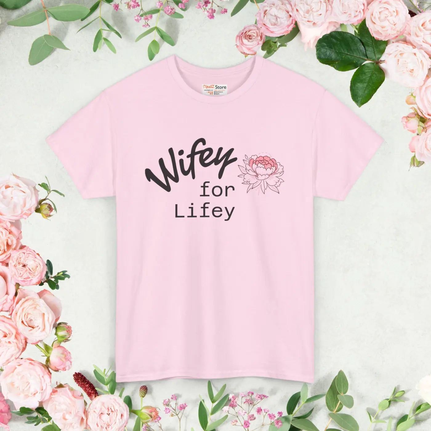 Lifey Floral Tee - Unisex Cotton Shirt for Couples - DipaliZ