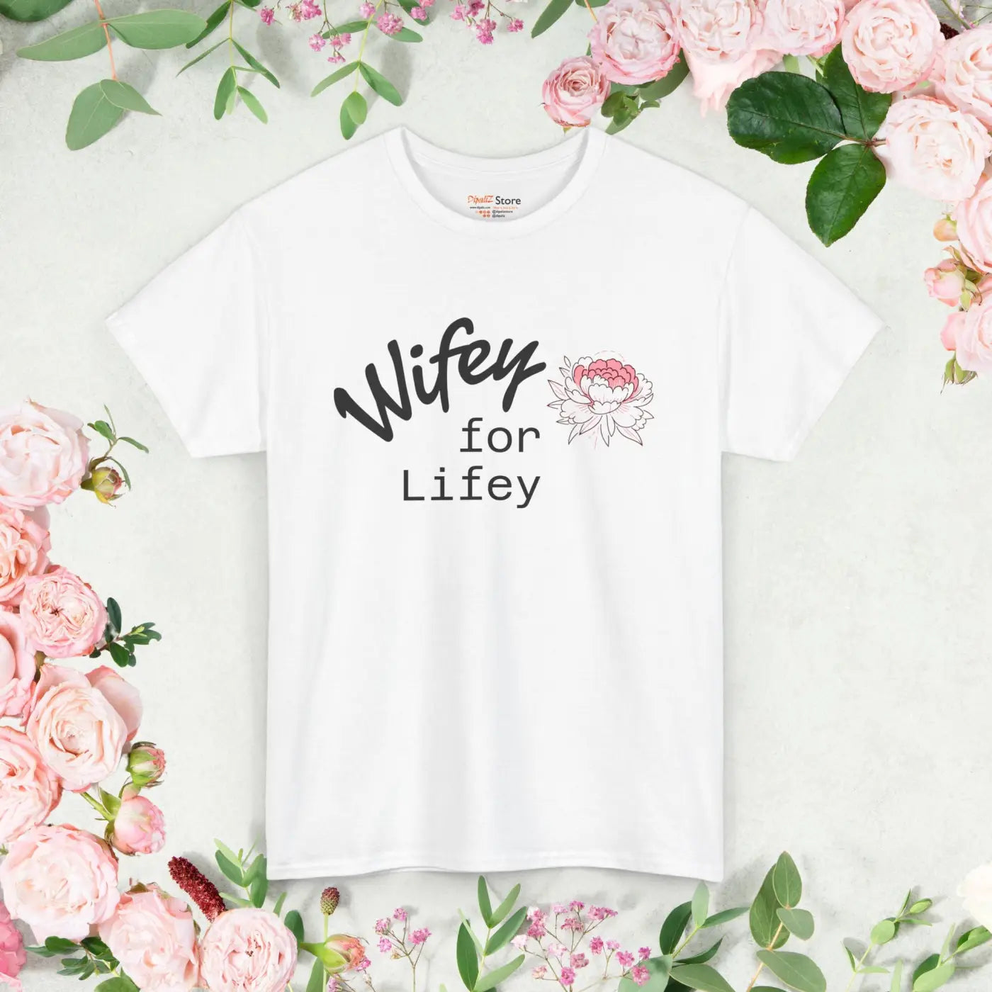 Lifey Floral Tee - Unisex Cotton Shirt for Couples - DipaliZ