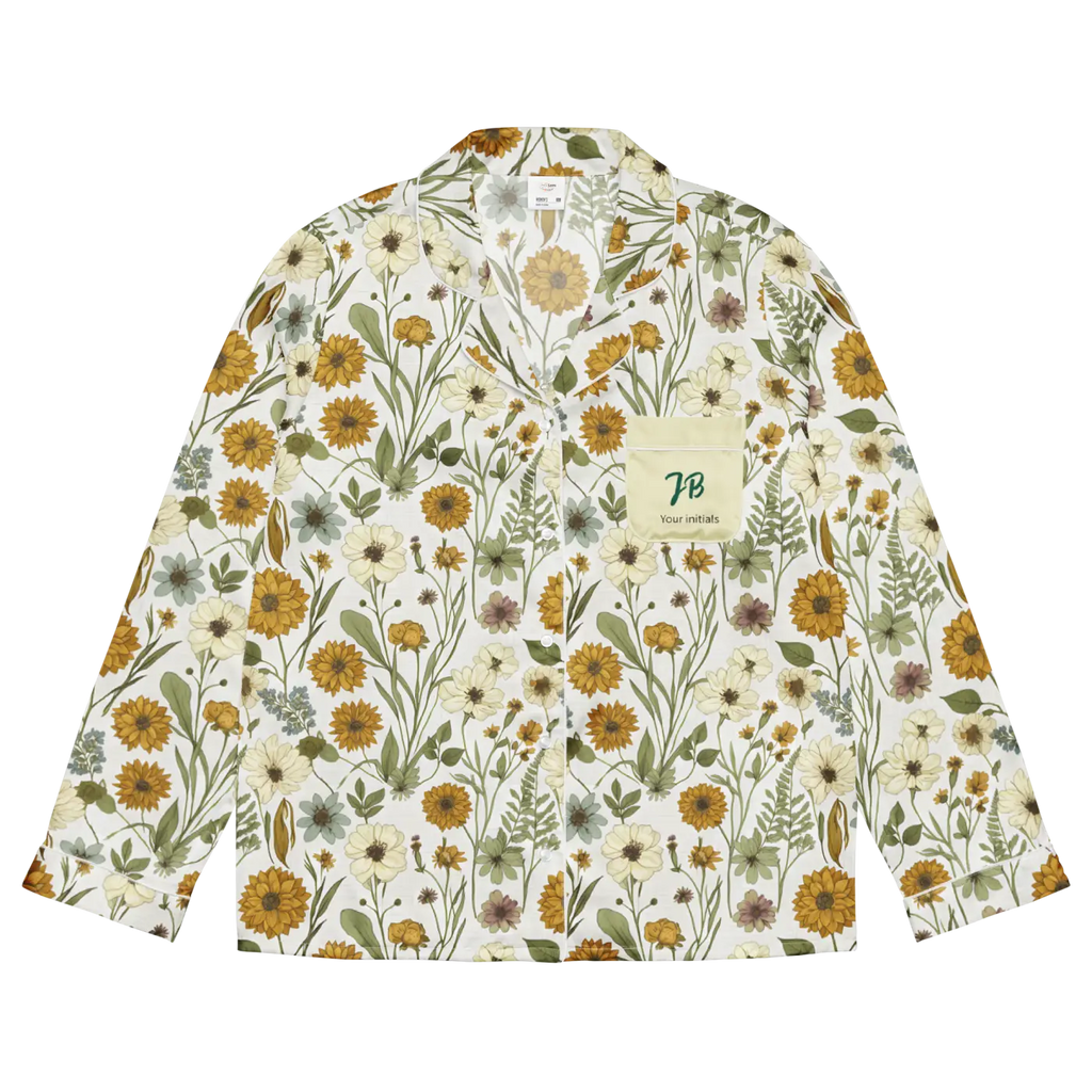 Silky Soft Pajama Top - Pastel Wild Flowers Sleepwear - DipaliZ