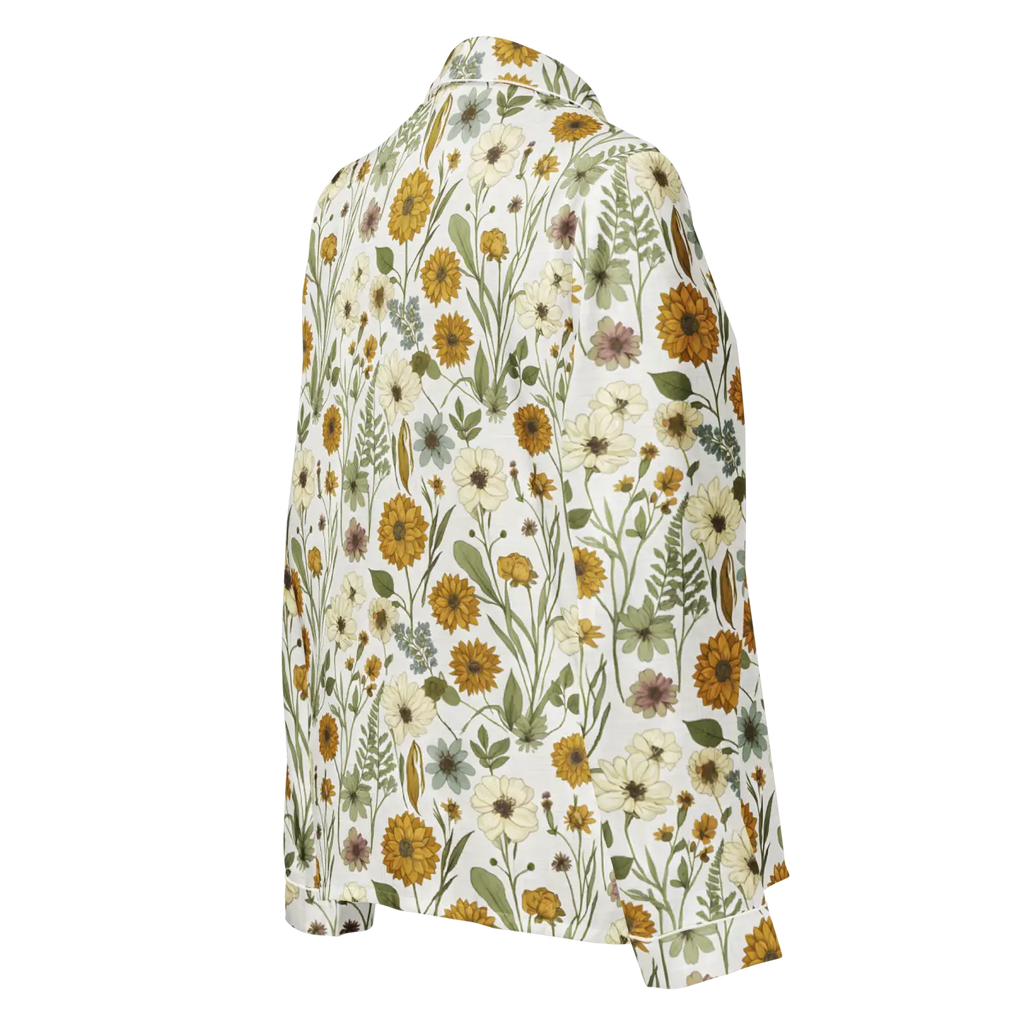 Silky Soft Pajama Top - Pastel Wild Flowers Sleepwear - DipaliZ