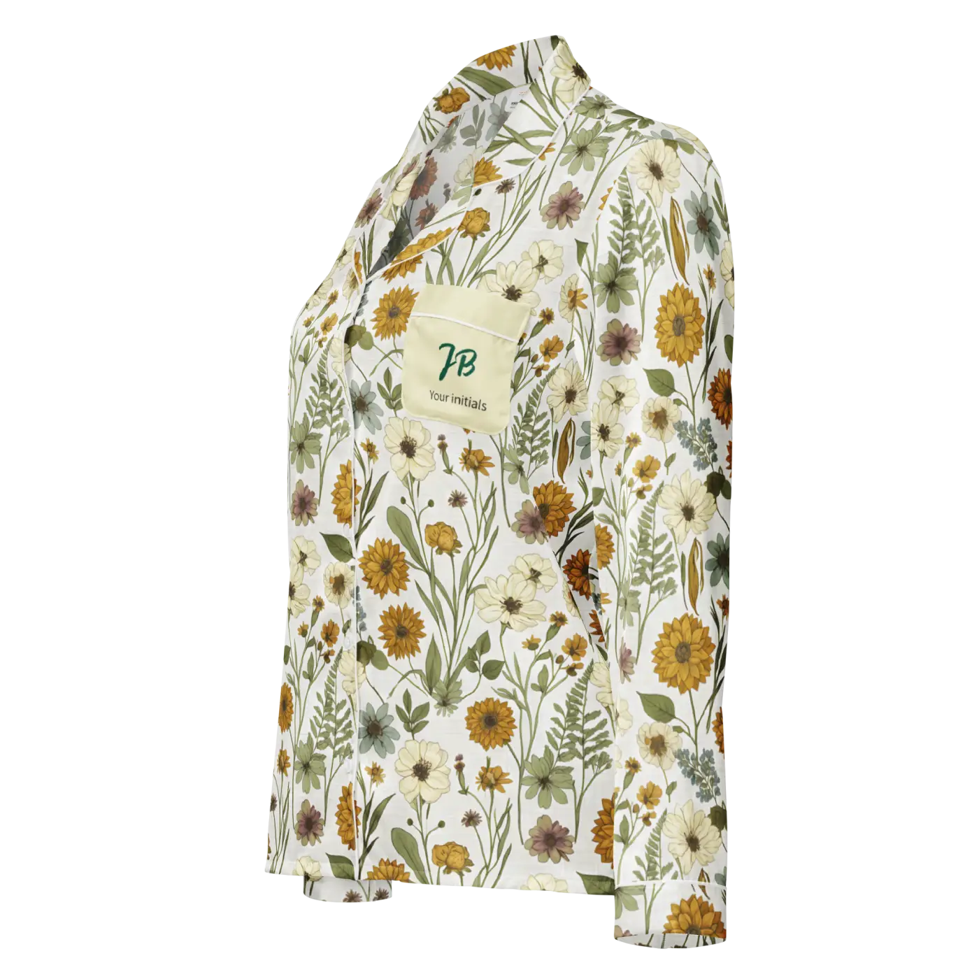 Silky Soft Pajama Top - Pastel Wild Flowers Sleepwear - DipaliZ
