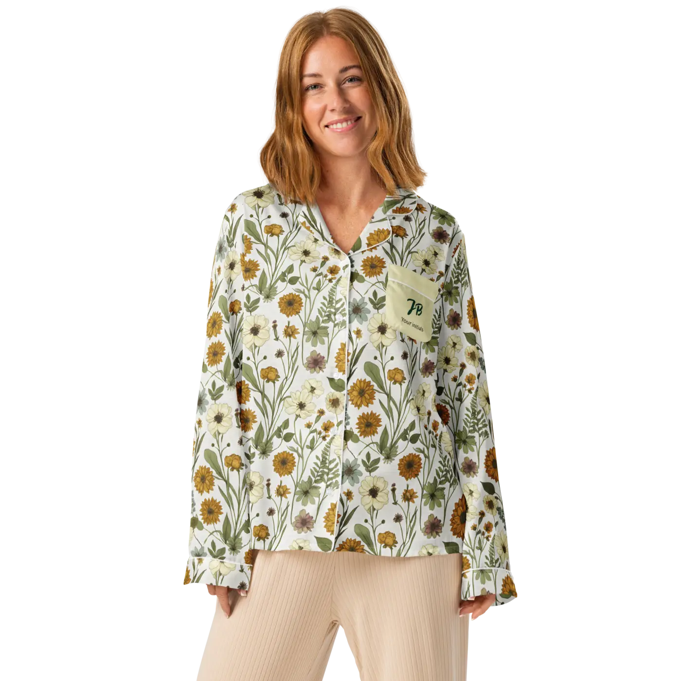Silky Soft Pajama Top - Pastel Wild Flowers Sleepwear - DipaliZ