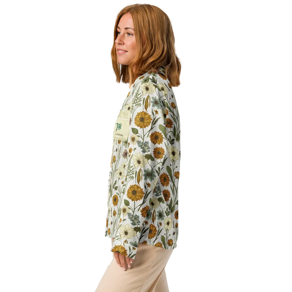 Silky Soft Pajama Top - Pastel Wild Flowers Sleepwear - DipaliZ