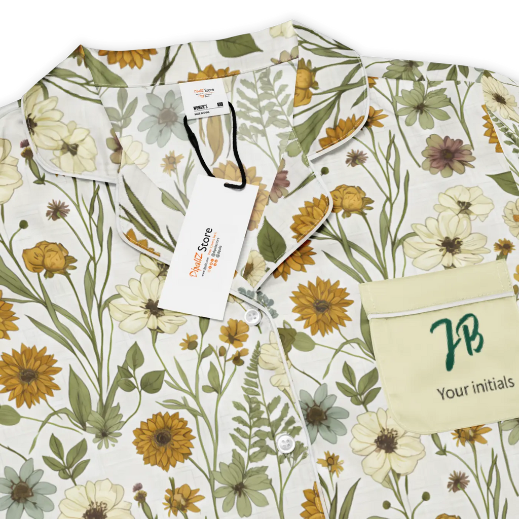 Silky Soft Pajama Top - Pastel Wild Flowers Sleepwear - DipaliZ