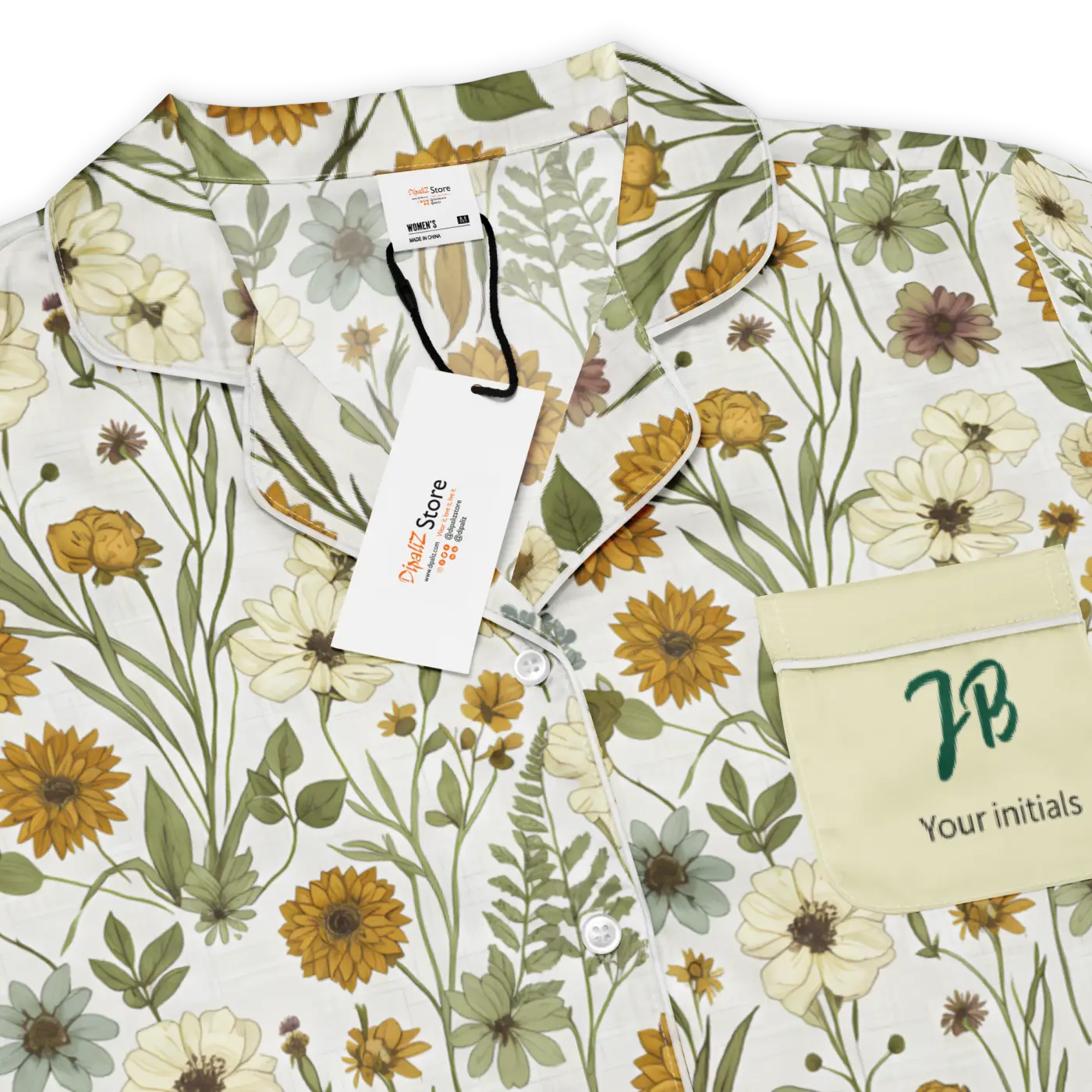 Silky Soft Pajama Top - Pastel Wild Flowers Sleepwear - DipaliZ